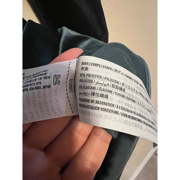 Abercrombie & Fitch Emerald Green Velvet Ruched Mock Neck Mini Dress Paloma long - Picture 4 of 8